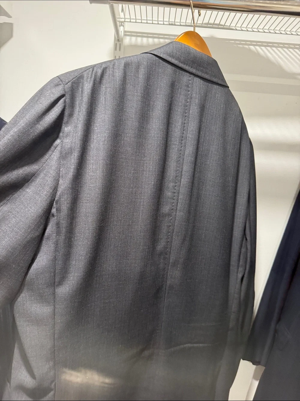 Isaia Charcoal Gray Single-Breasted Wool Blend Blazer